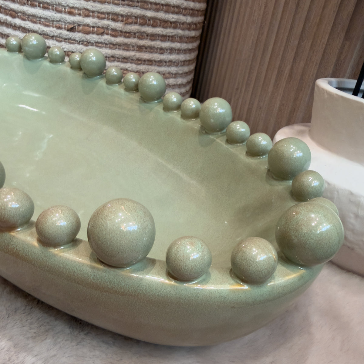 Sage Green Oval Bobble Bowl