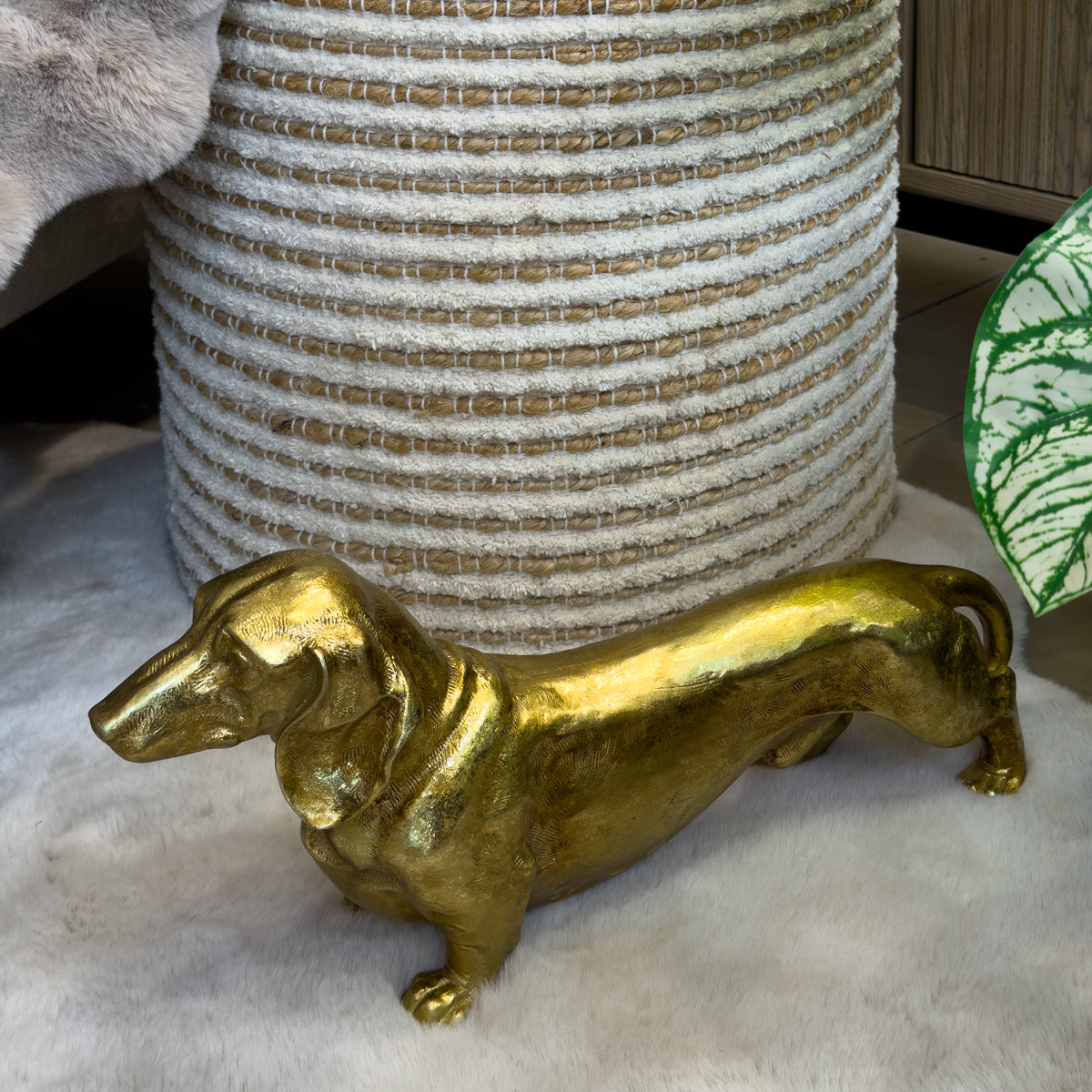 Gold Sausage Dog Sculpture