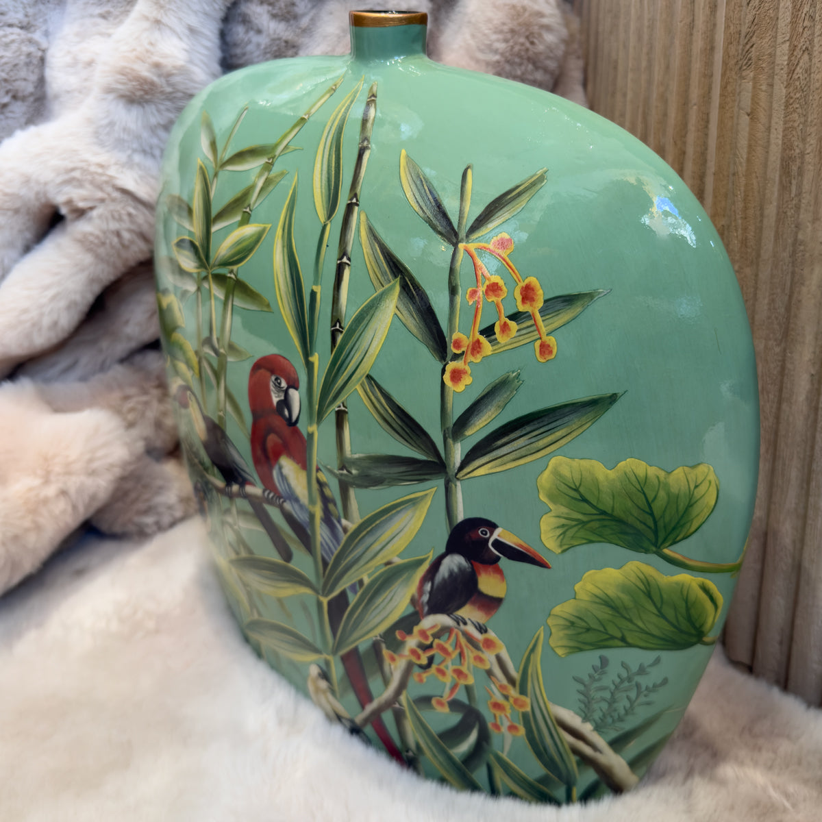 Hand Painted Tropical Design Vase