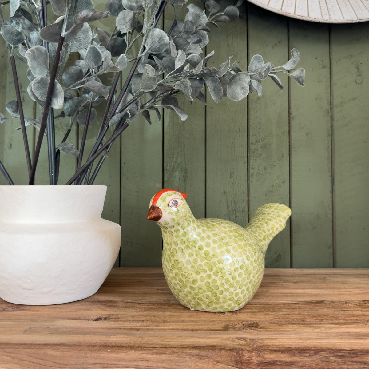 Green Spotted Ceramic Bird - Small