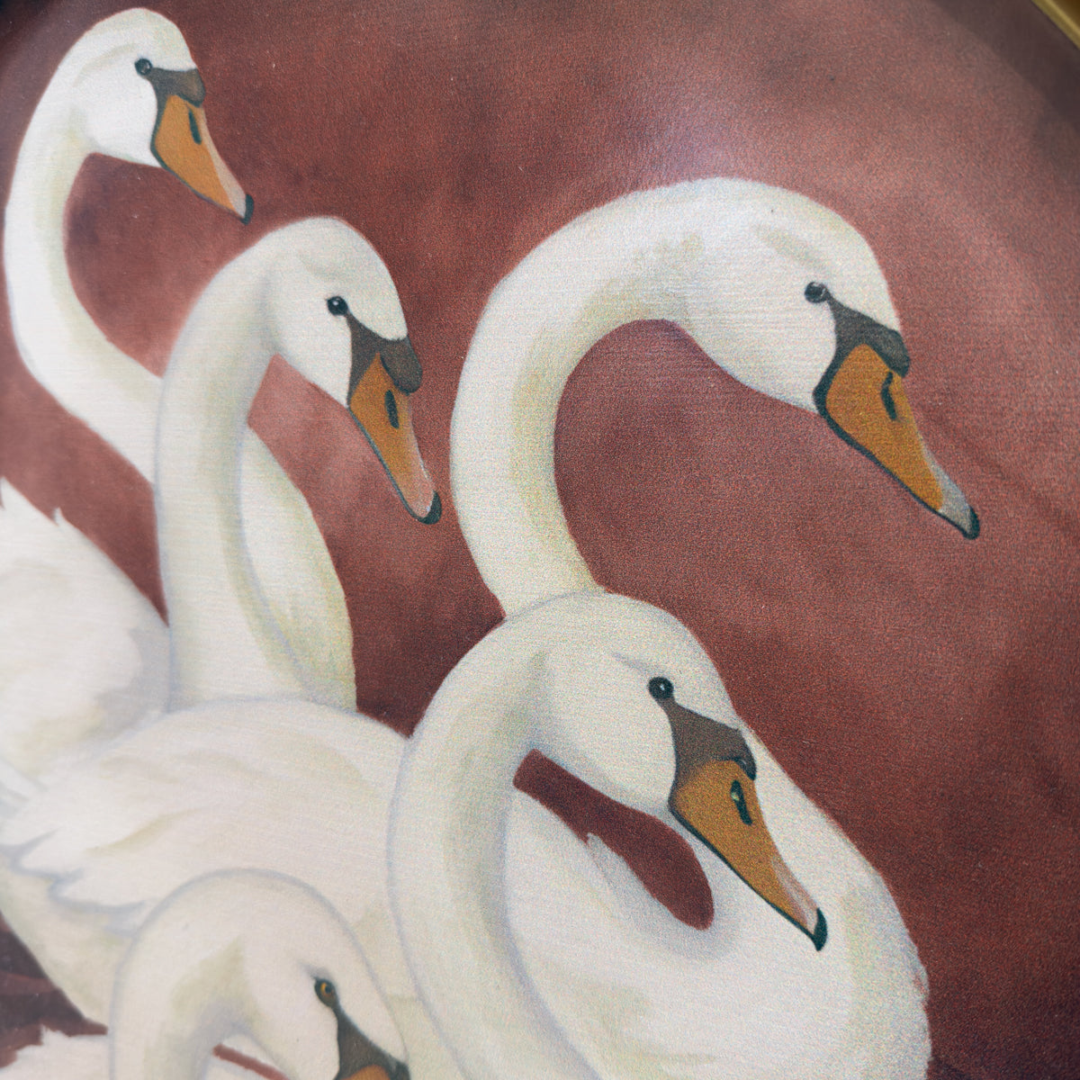 Gold & Brown Circular Swan Tray