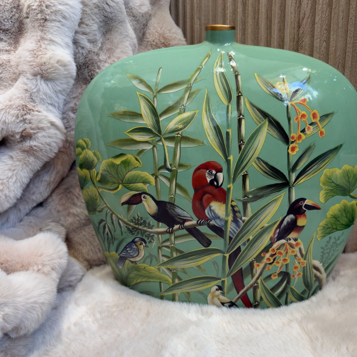 Hand Painted Tropical Design Vase