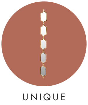 A orange circular icon with a narrow diamond shaped mirror in the centre.