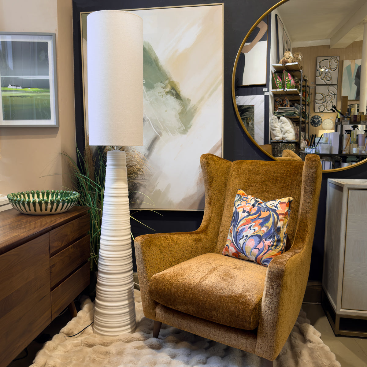White Tapered Base Floor Lamp