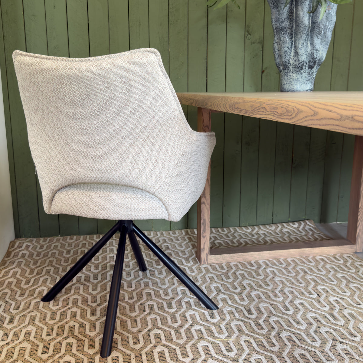 Textured White Cut Out Dining Chair