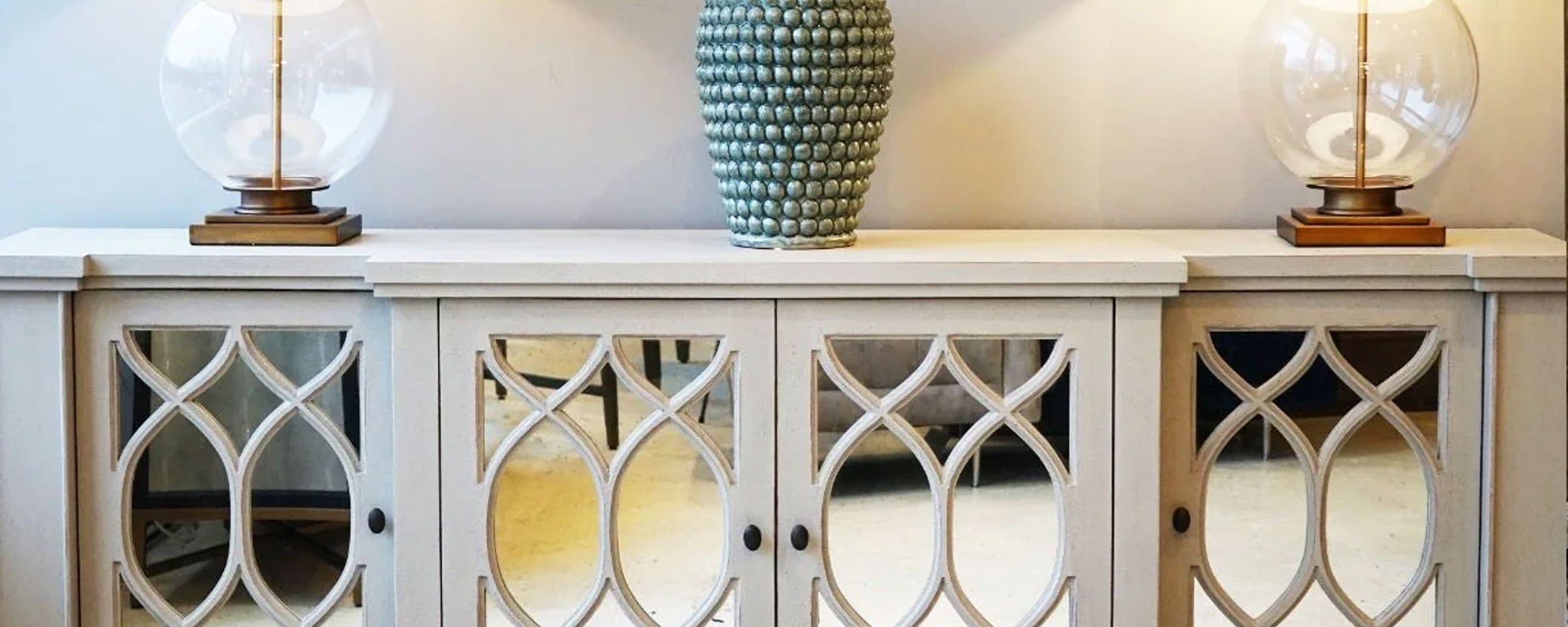 How To Style a White Wash Mirrored Sideboard