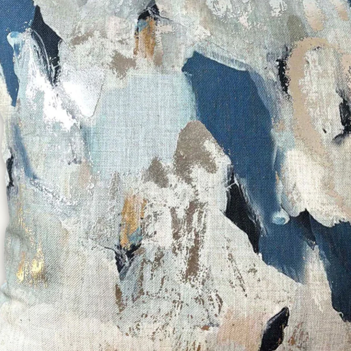 Abstract Blue & Silver Tassel Cushion - 45x45cm