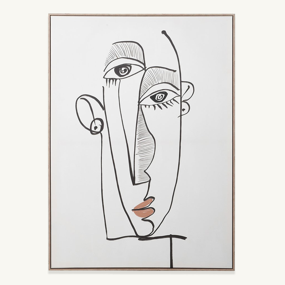 A minimalistic face canvas featuring a line drawing of an abstract face.