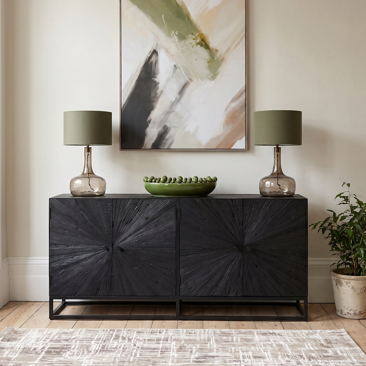 Black Starburst 4 Door Sideboard