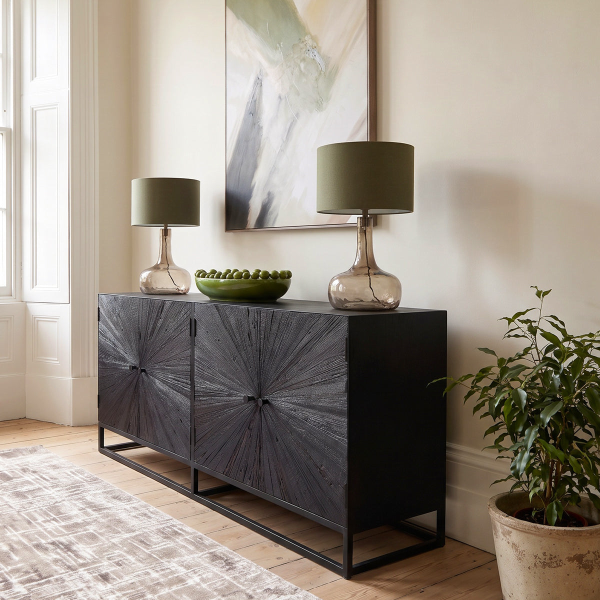 Black Starburst 4 Door Sideboard