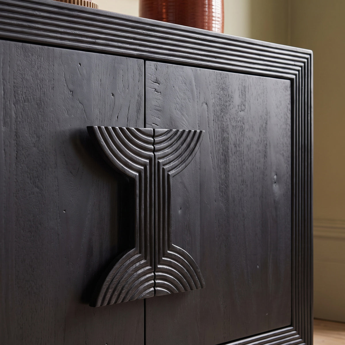 Black Statement Handle 4 Door Sideboard