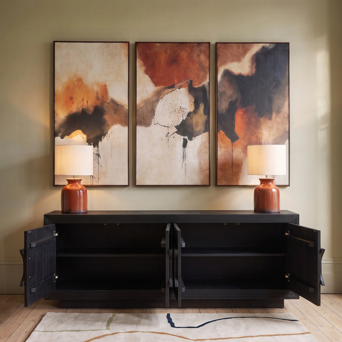 Black Statement Handle 4 Door Sideboard
