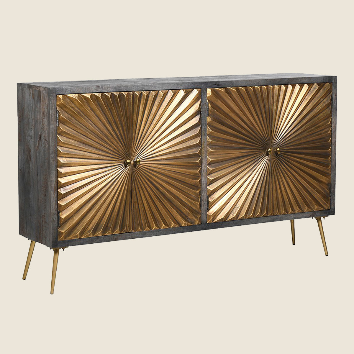 Brass Starburst Geometric Gold Sideboard