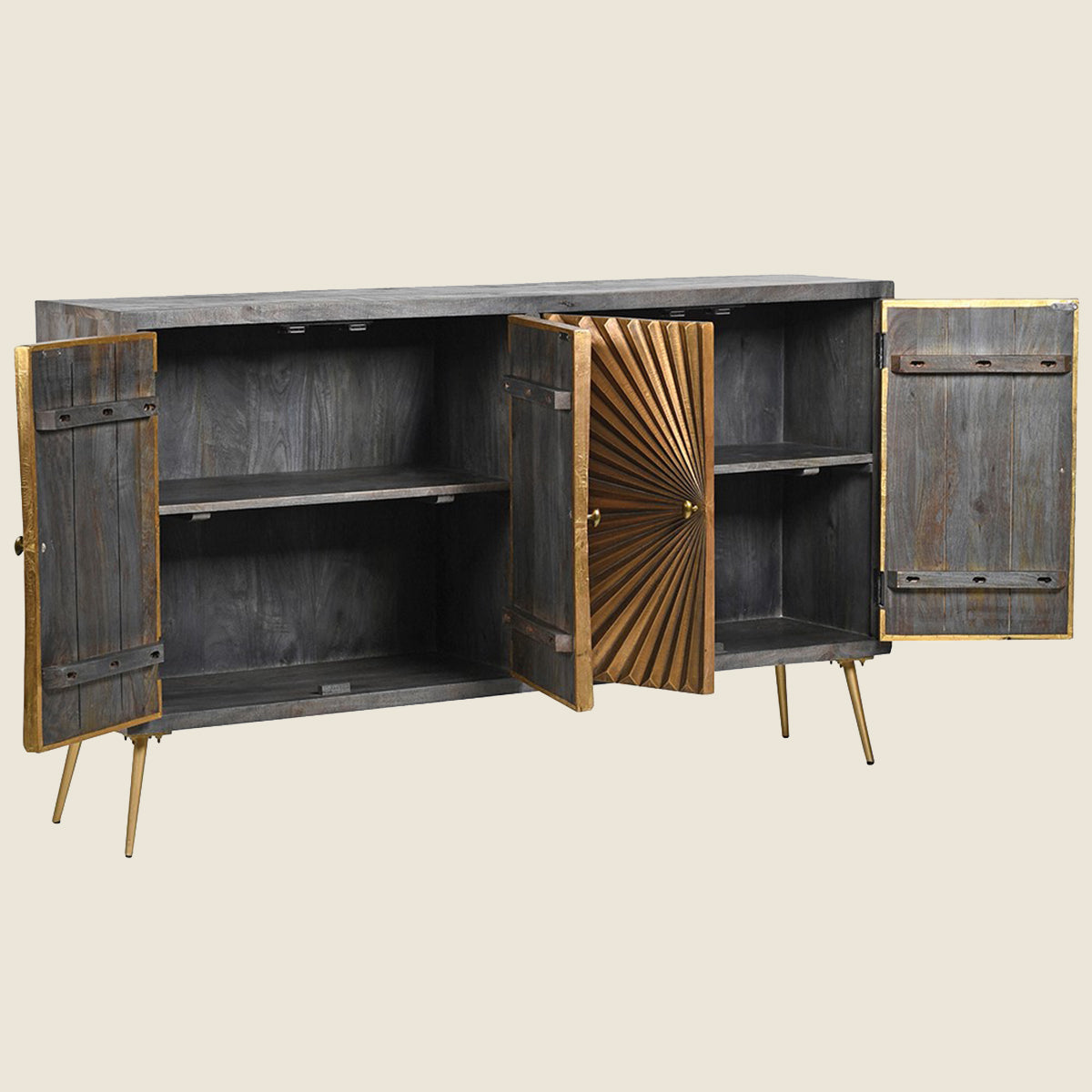 Brass Starburst Geometric Gold Sideboard