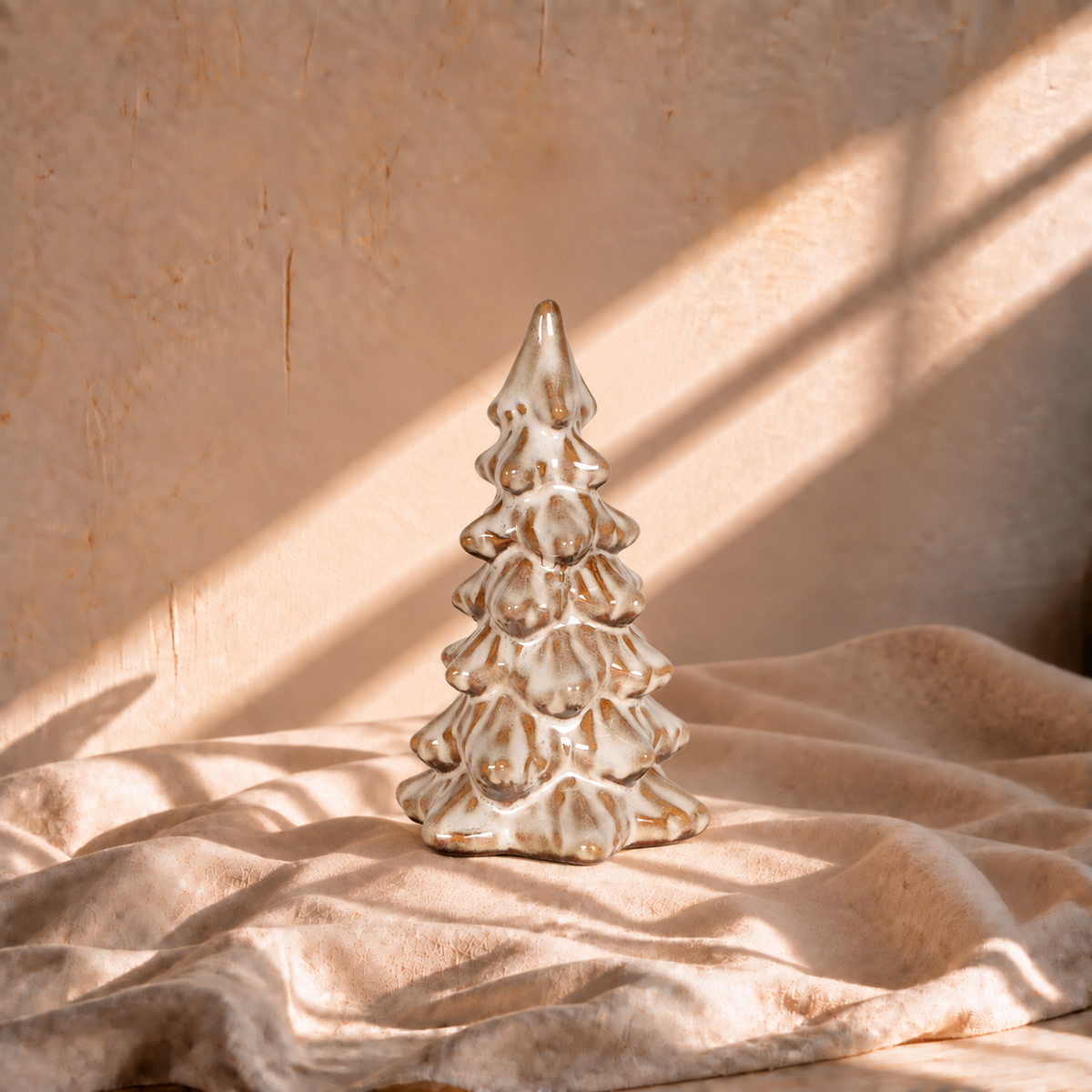 Cream & Brown Glazed Ceramic Tree - Small