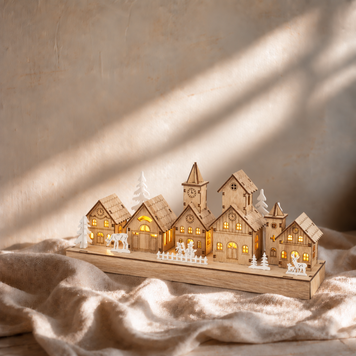 LED Wooden Town Scene
