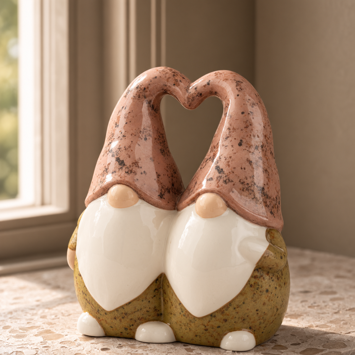 Pink & Green Elf Couple Statue