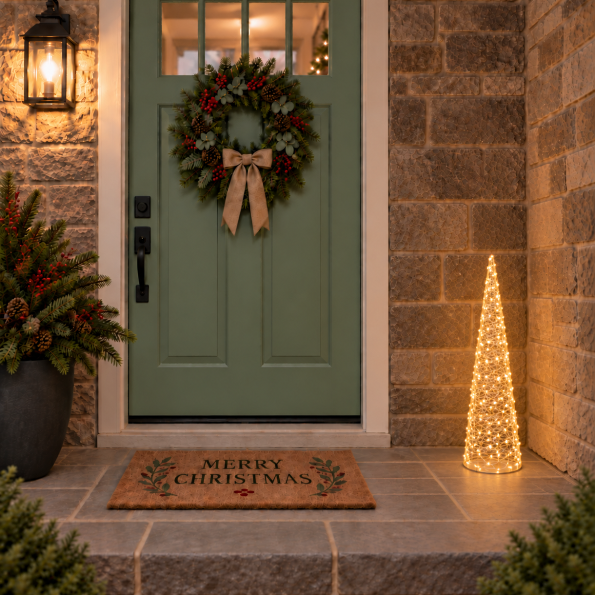 LED Gold Delicate Wire Cone Tree - Small