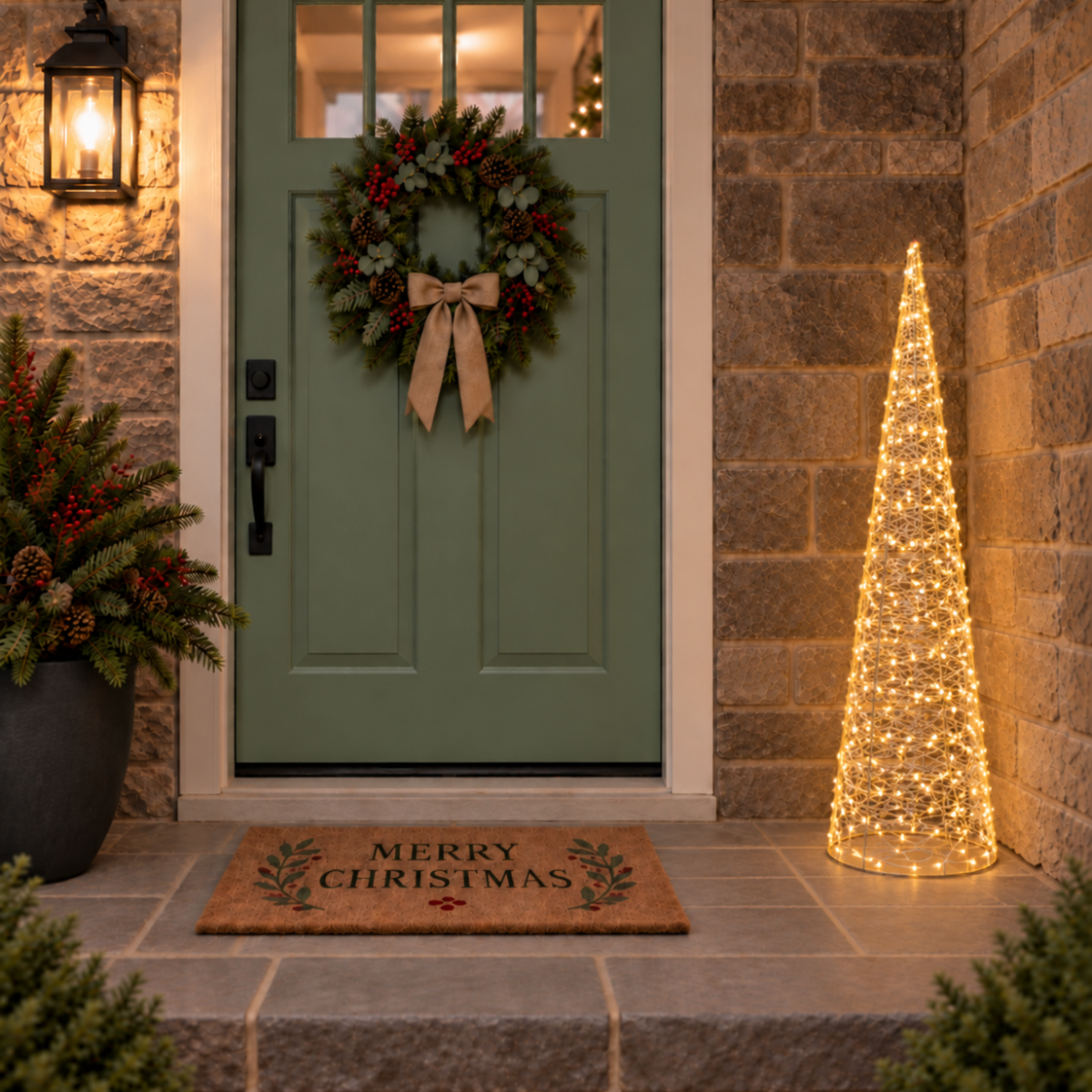 LED Gold Delicate Wire Cone Tree - Large