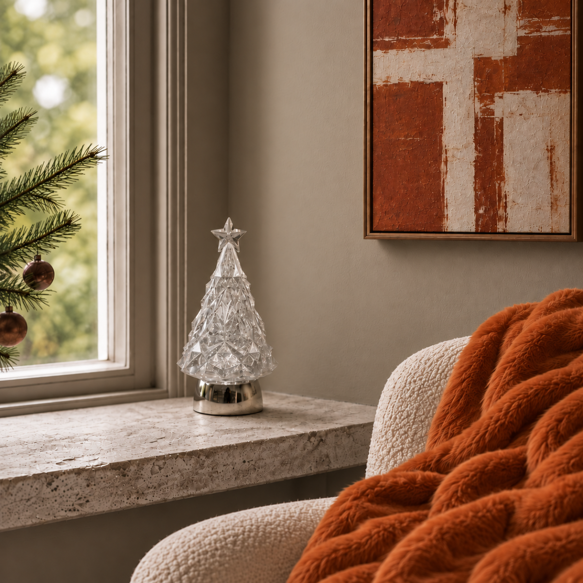 LED Silver Liquid Xmas Tree - Small