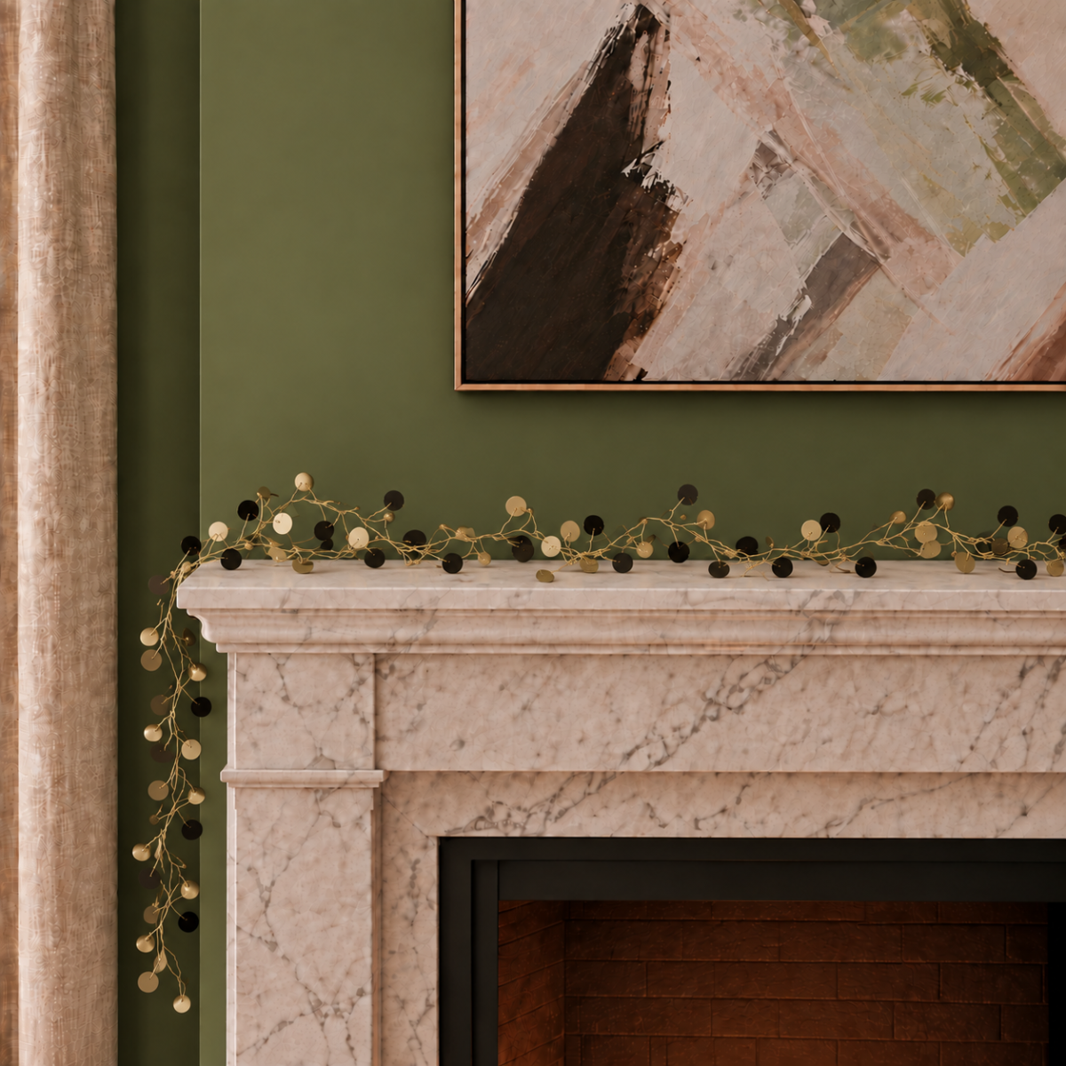 Golden Sequin Embellished String Lights - 80L