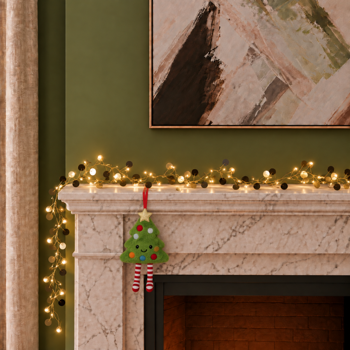 Happy Green Christmas Tree Plush Bauble