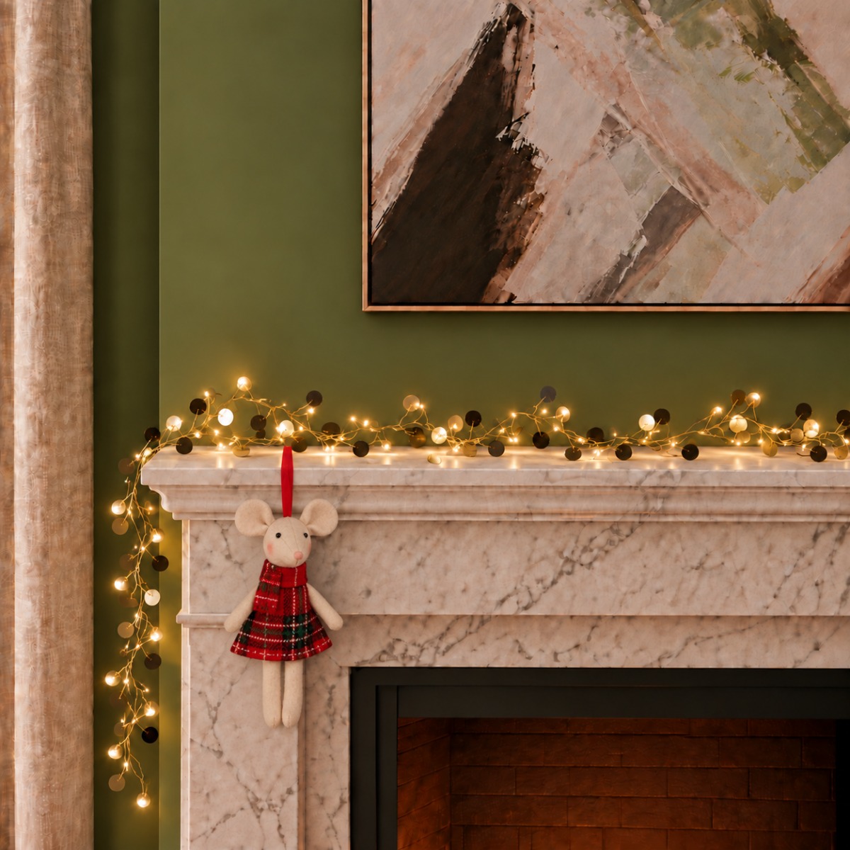 Red Tartan Dress Mouse Bauble