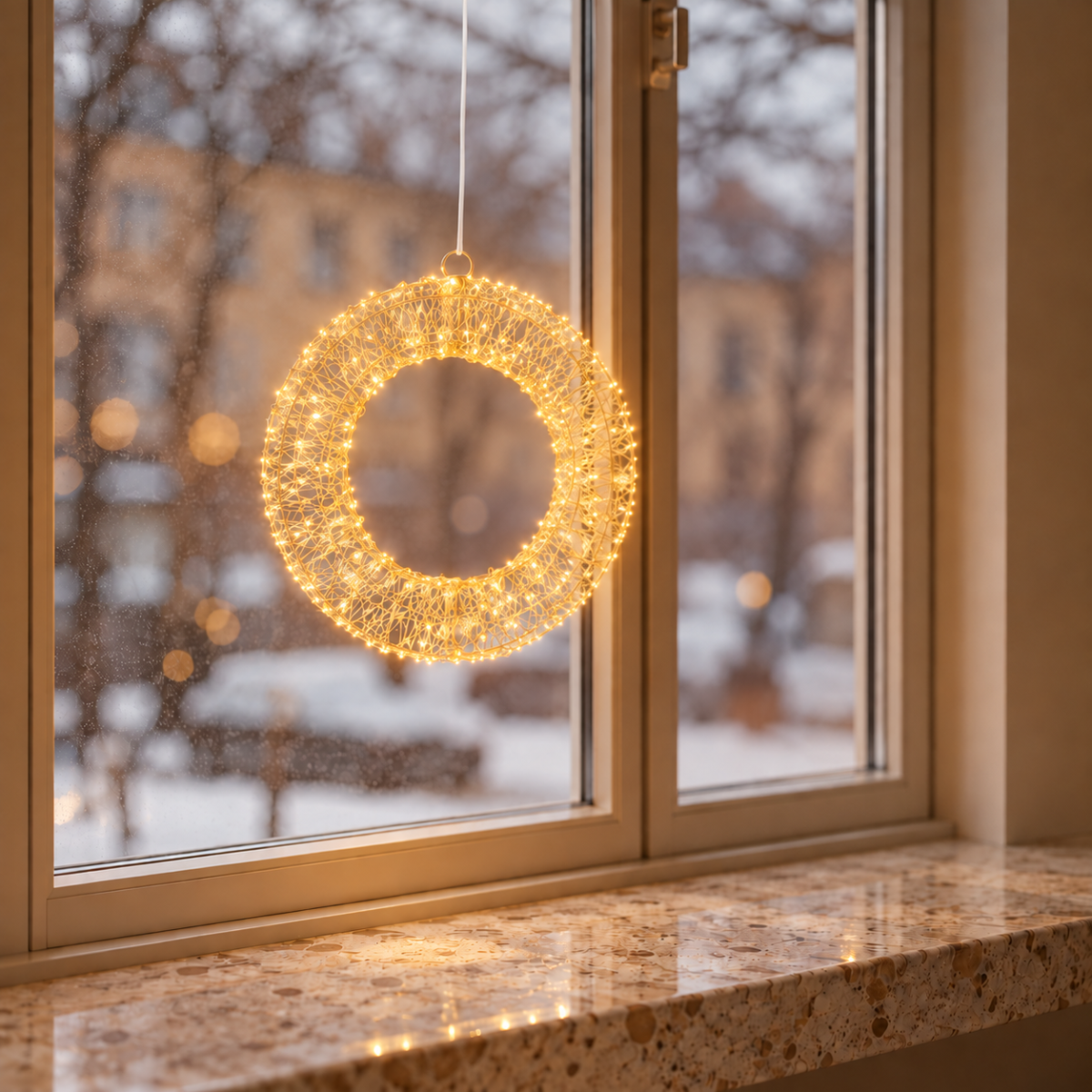 LED Gold Hanging Wreath