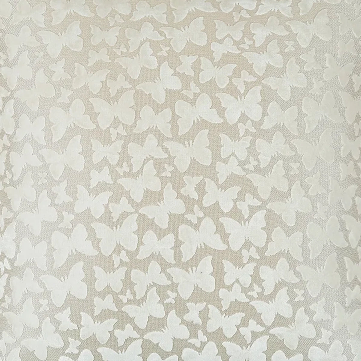 Cream Butterfly Flocked Velvet Cushion - 50x50cm