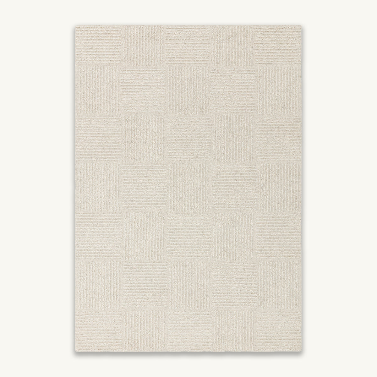 Cream Embossed Grid Rug - Various Sizes