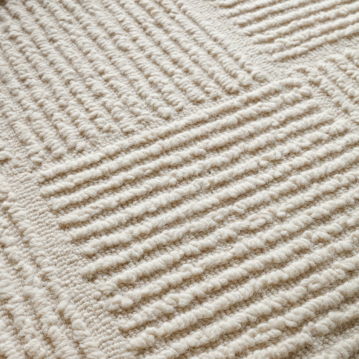 Cream Embossed Grid Rug - Various Sizes