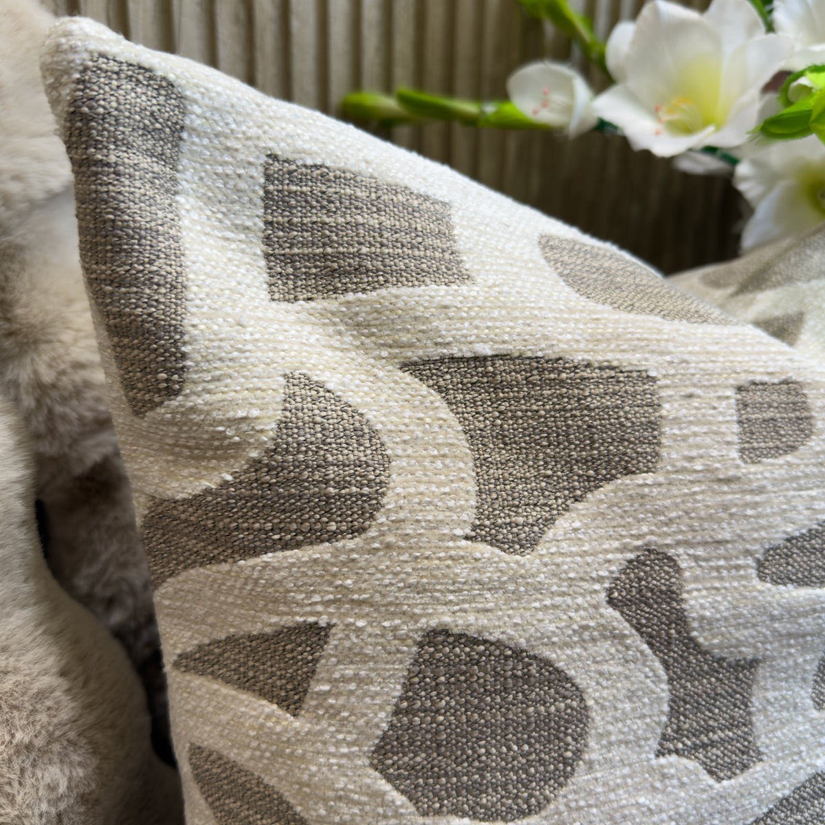 Cream & Neutral Abstract Scribble Cushion -50x50cm