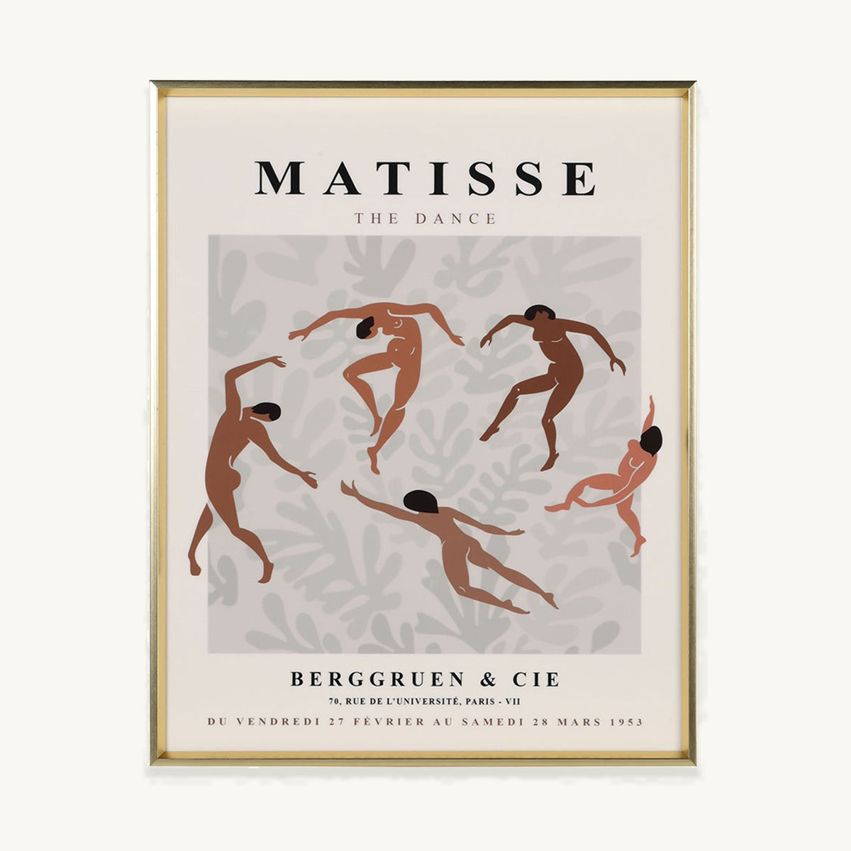 A matisse inspired wall art featuring an interpretation of the famous The Dance artwork, in a gold frame.