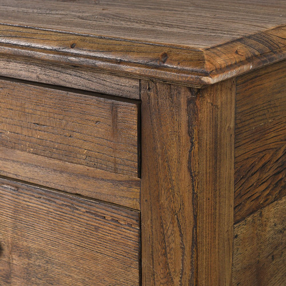 Dark Pine Wood 8 Drawer Console