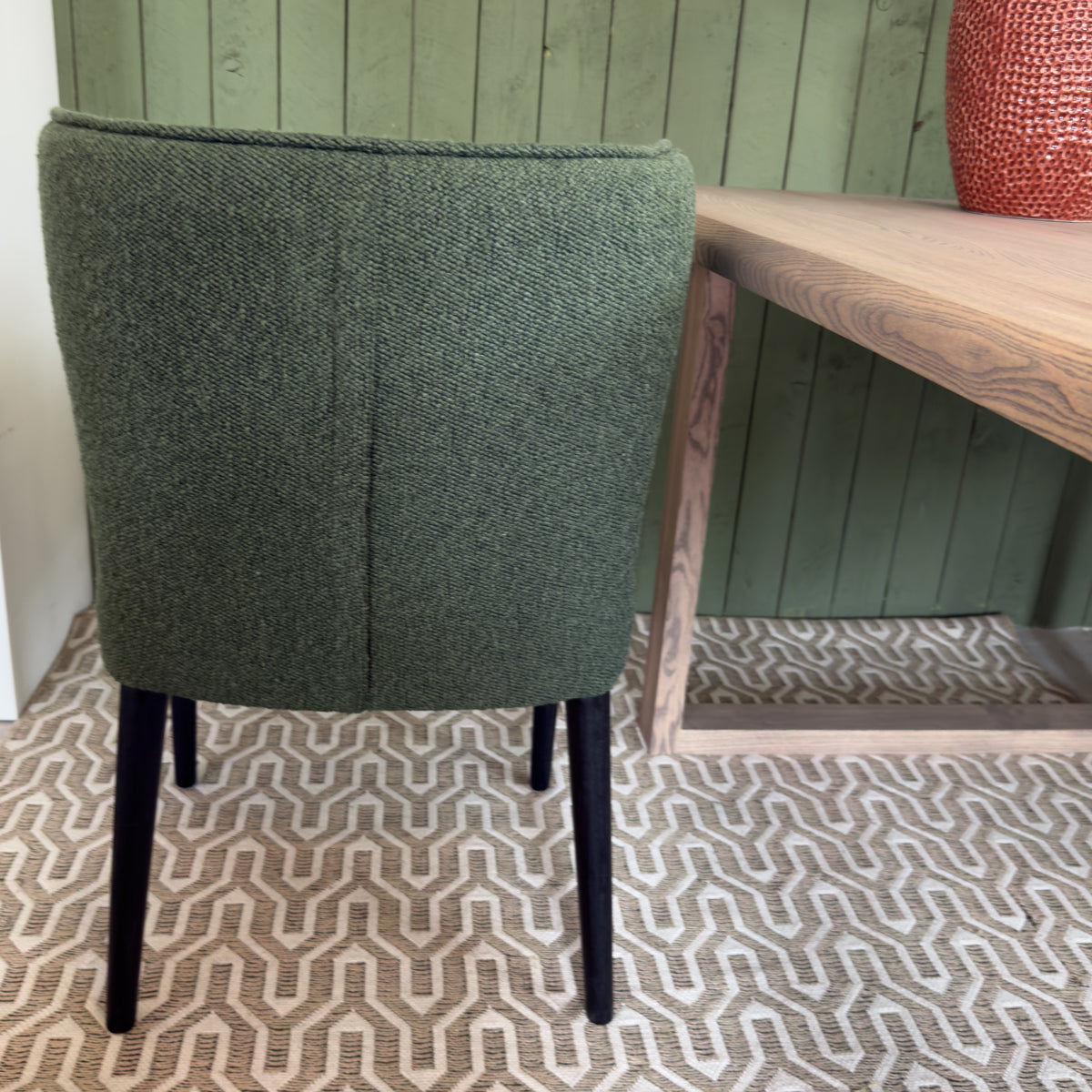 Dark Green T-Back Upholstered Dining Chair