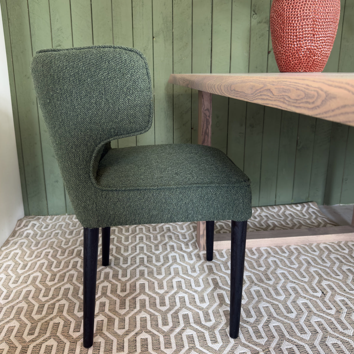 Dark Green T-Back Upholstered Dining Chair