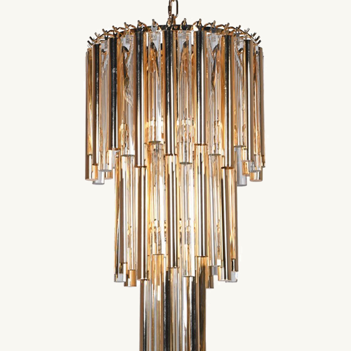 Chandelier with glass tubes on a white background