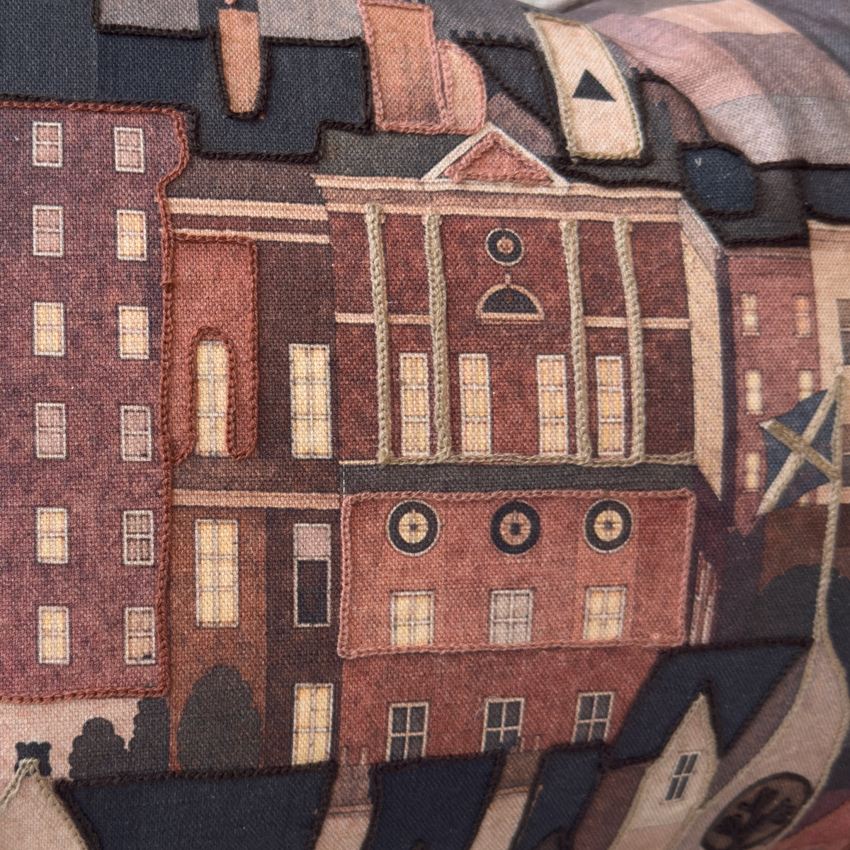 Pastel Multicoloured Edinburgh Skyline Cushion - 40x60