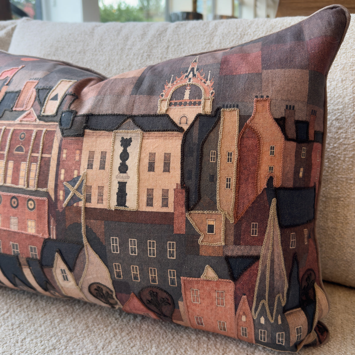 Pastel Multicoloured Edinburgh Skyline Cushion - 40x60