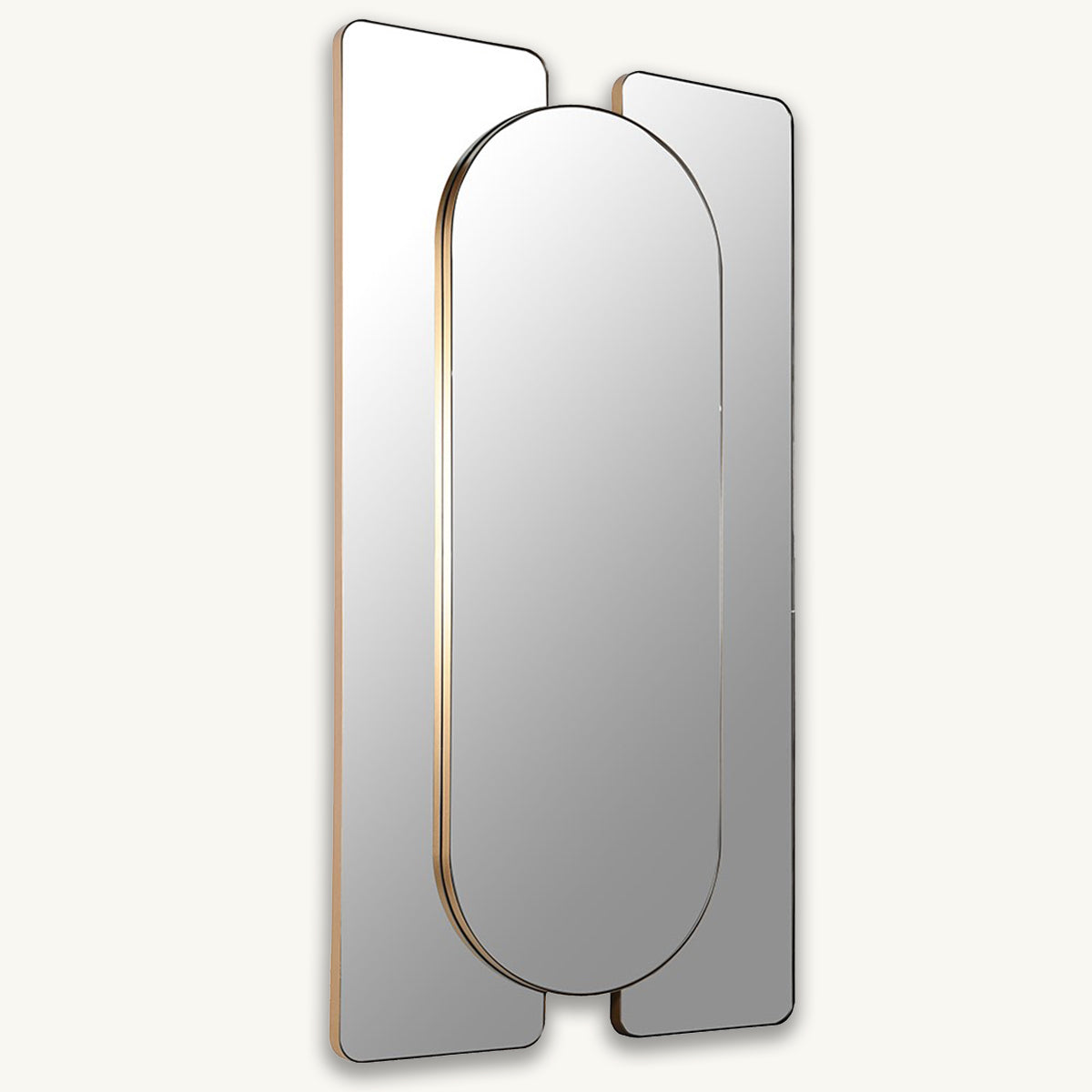 Gold Deco Oval Panel Wall Mirror