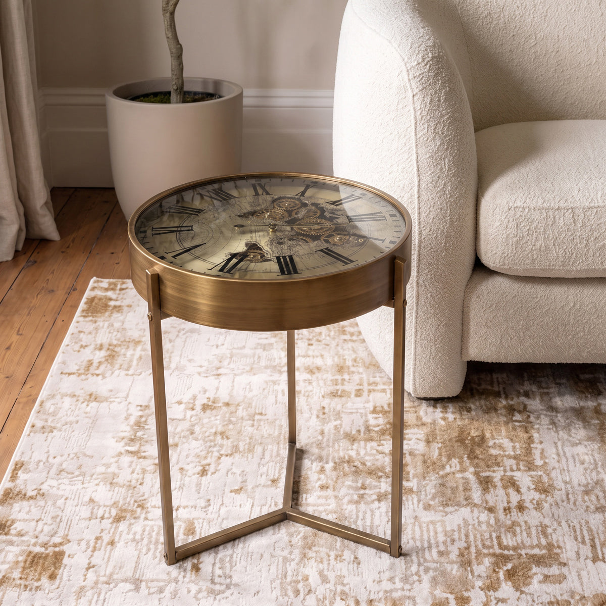 Golden Atlas & Gears Moving Side Table