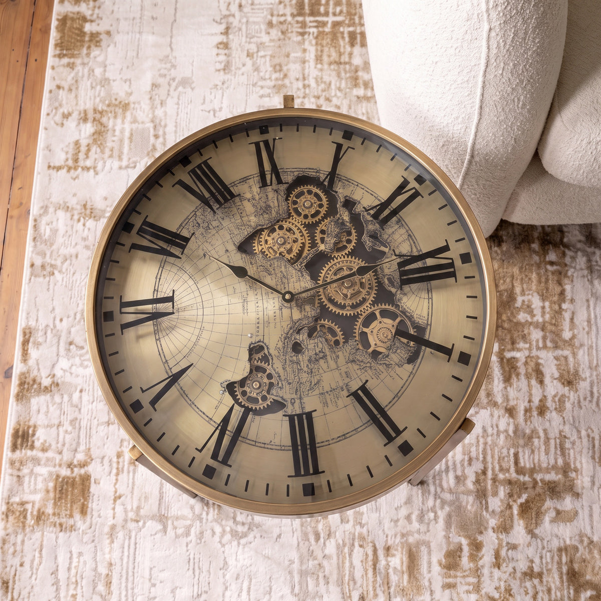 Golden Atlas & Gears Moving Side Table