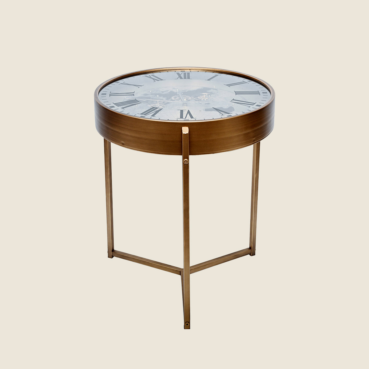 Golden Atlas & Gears Moving Side Table