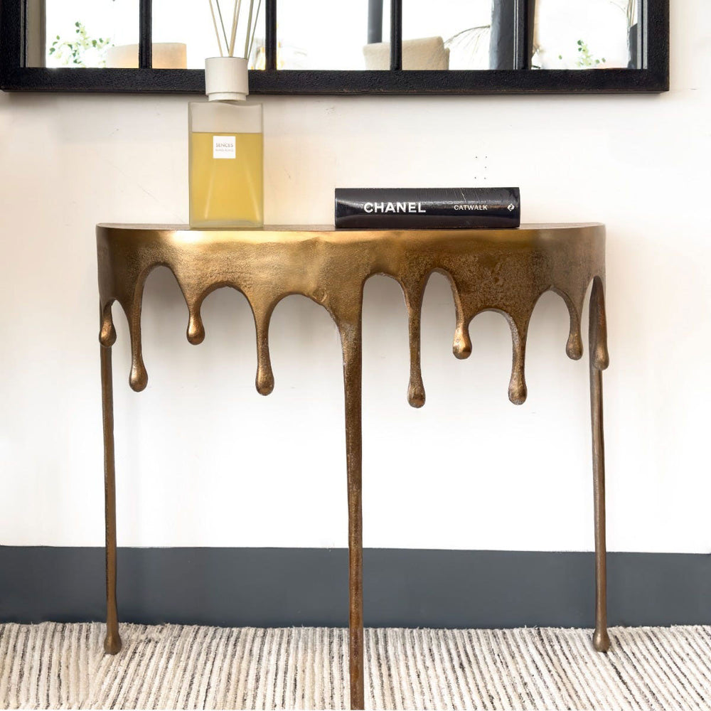 Golden Drip Console Table