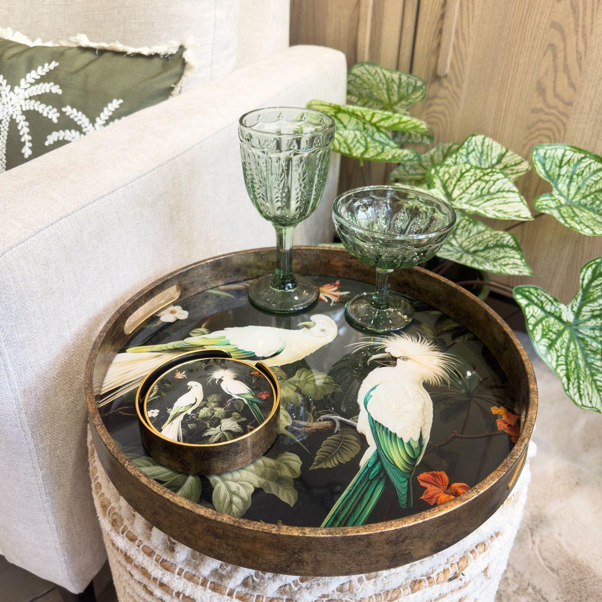 Green & Gold Tropical Parrot Tray - Small