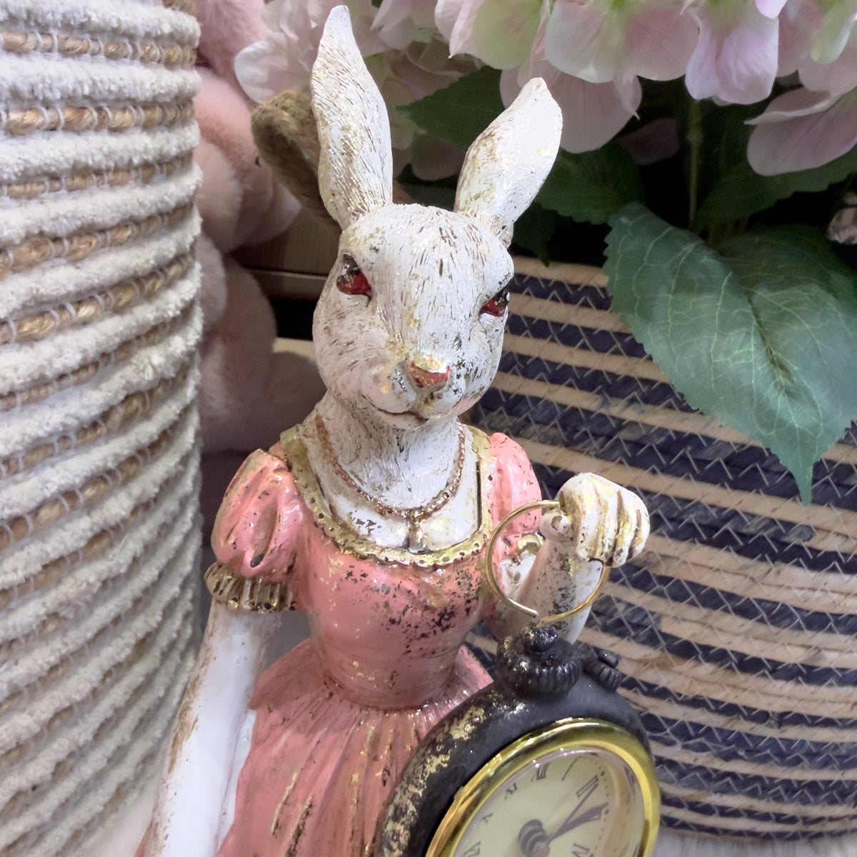 Standing Rabbit In Pink Dress Clock