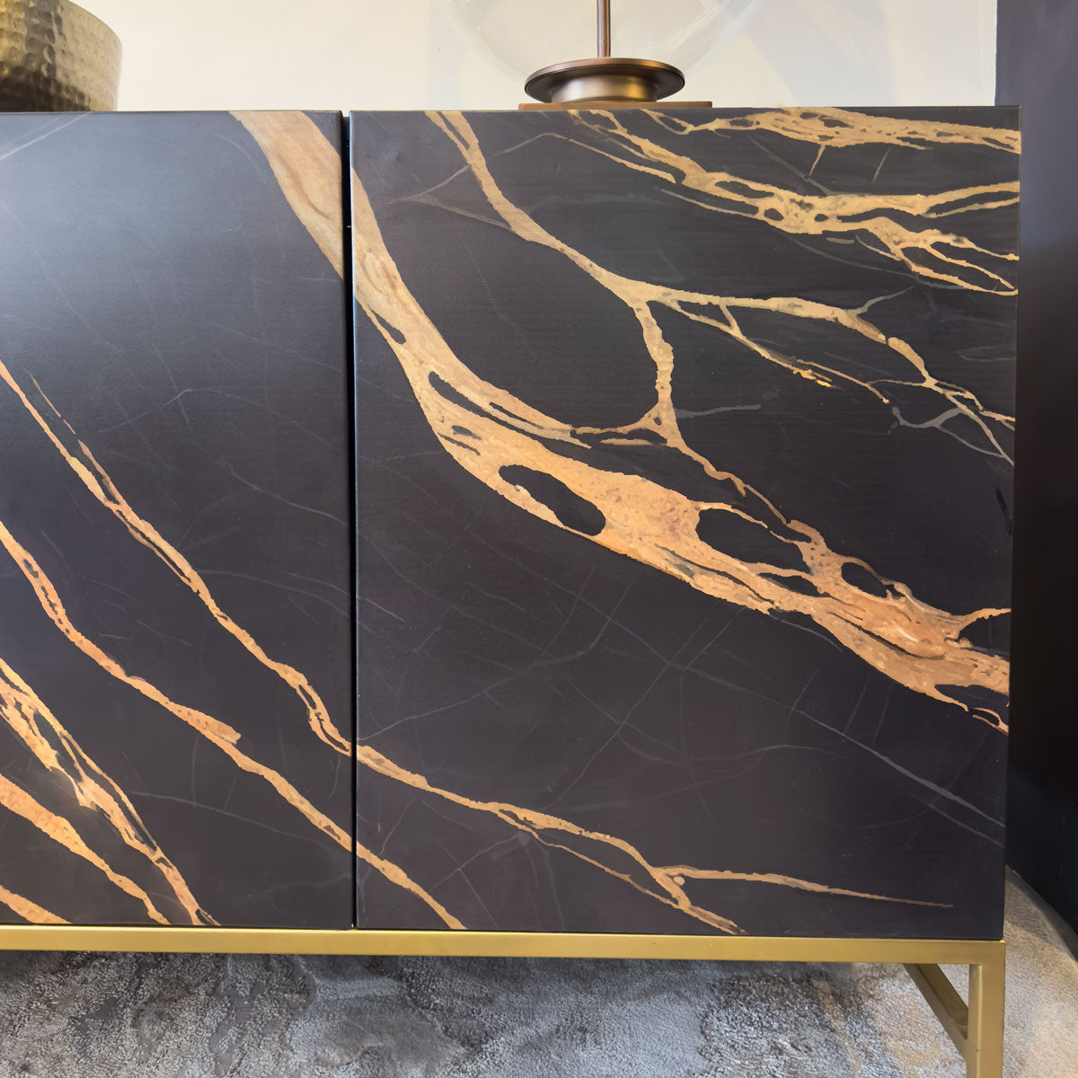 Iron Marble Pattern 4 Door Sideboard