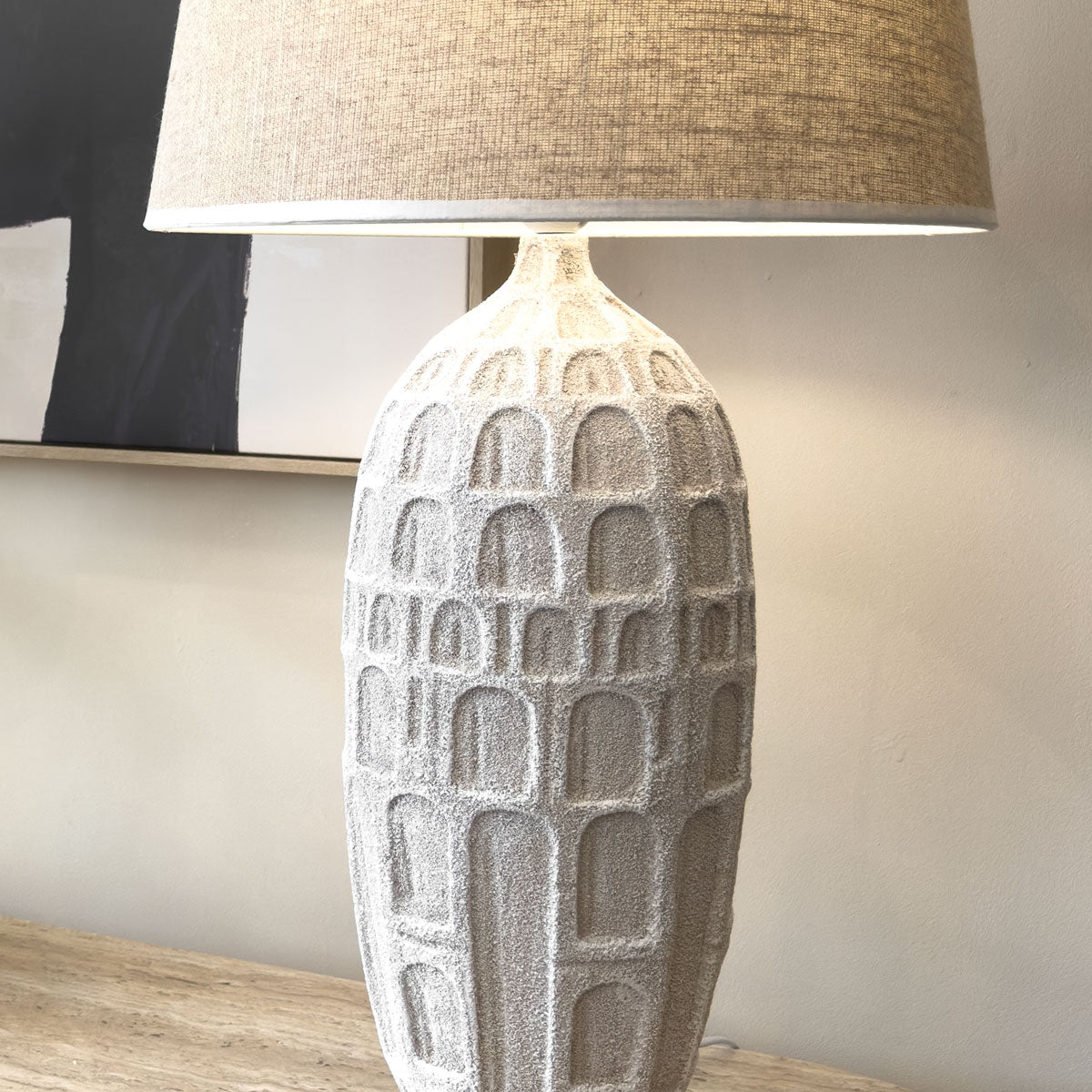 Ivory Arch Pattern Table Lamp