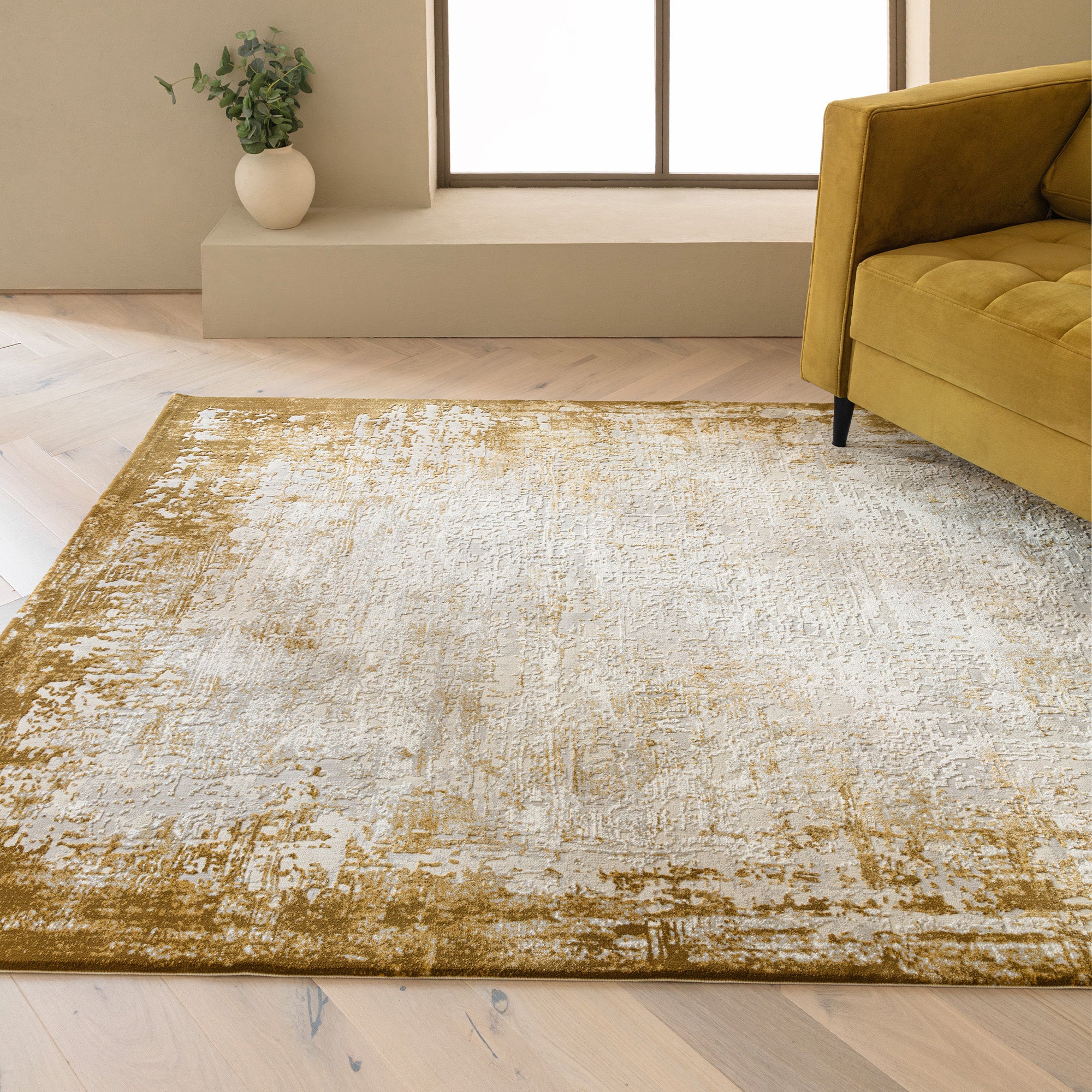 Distressed Golden Edge Rug - Various Sizes