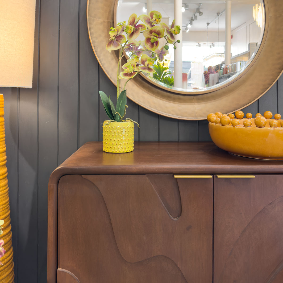 Dark Mango Wood Wave Front 2 Door Cabinet